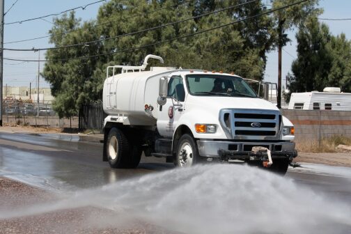 water trucks doing cleaning